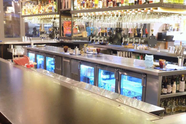 A cleaned bar area of a restaurant in Addison, TX