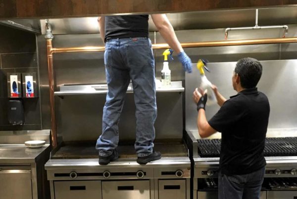 Image of Halo employees cleaning a commercial kitchen exhaust system