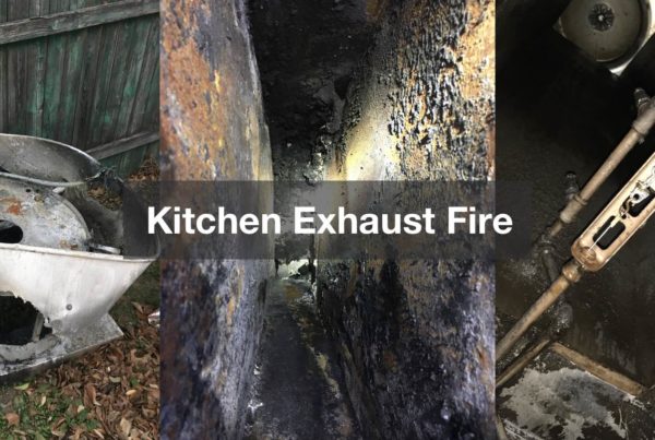 Images of damage caused by a commercial kitchen fire
