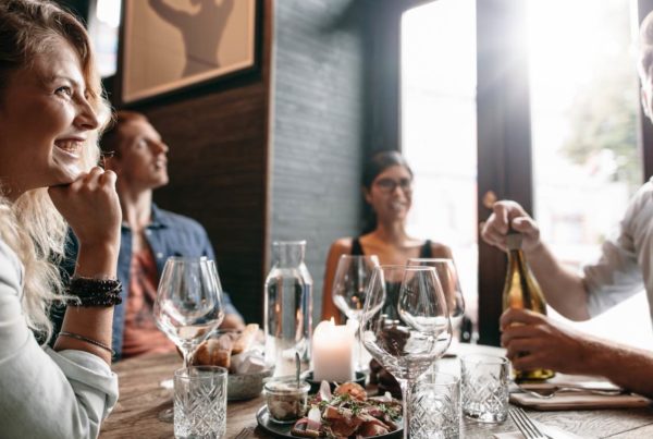 Group dining at a restaurant